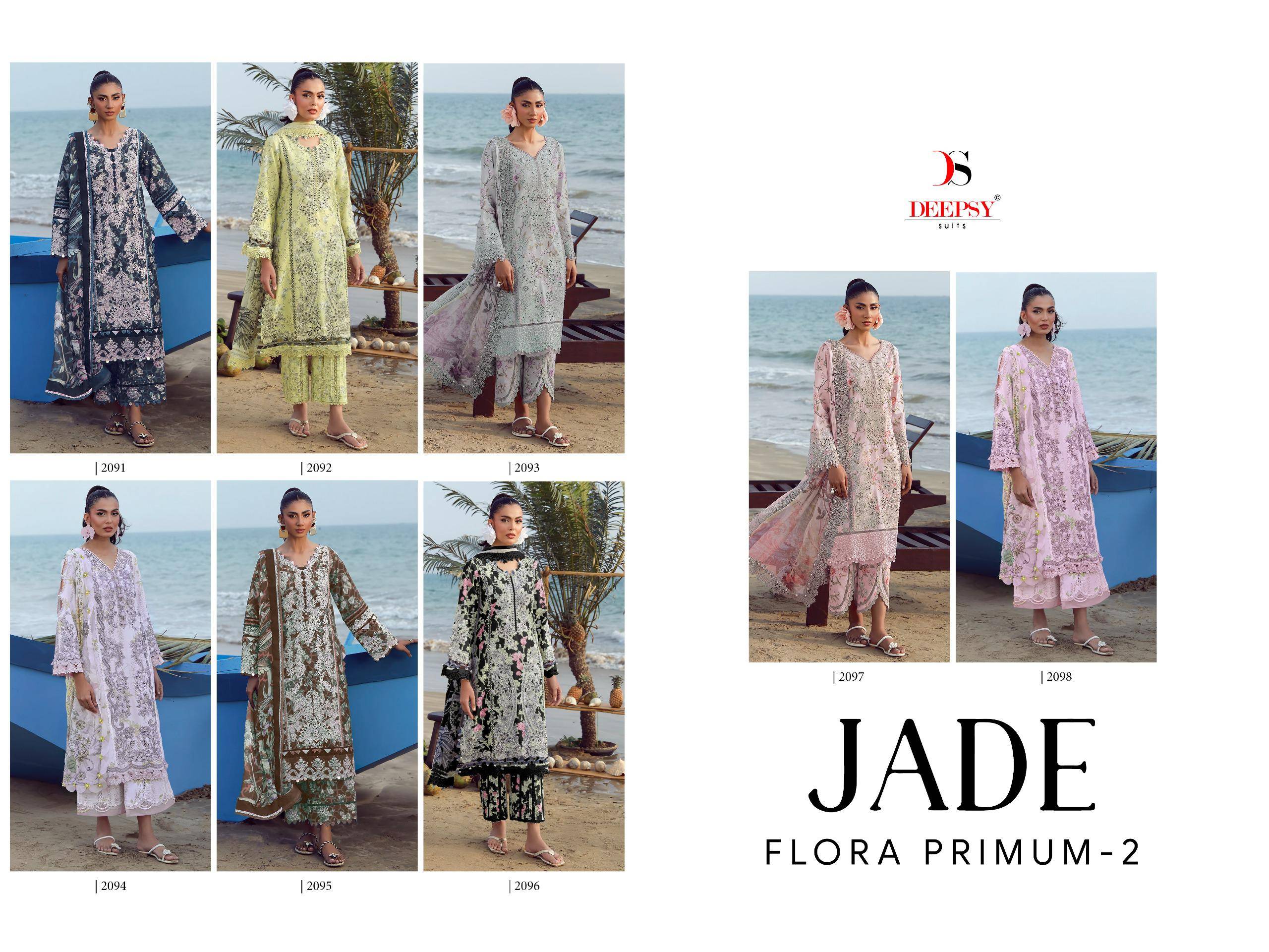 Jade Flora Premium-2 by DEEPSY SUITS 2091 to 2098 series Indian Pakistani ethnic wear Pure cotton At Wholesale Price